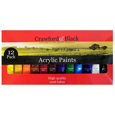 Crawford Acrylic Paints. 12 Pack. The Toy Shop Arts and Crafts.